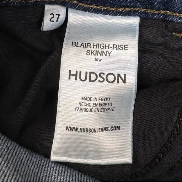 Hudson Blair High Rise Skinny Jeans Distressed. Classic Dark Blue Size 27 - Picture 3 of 10